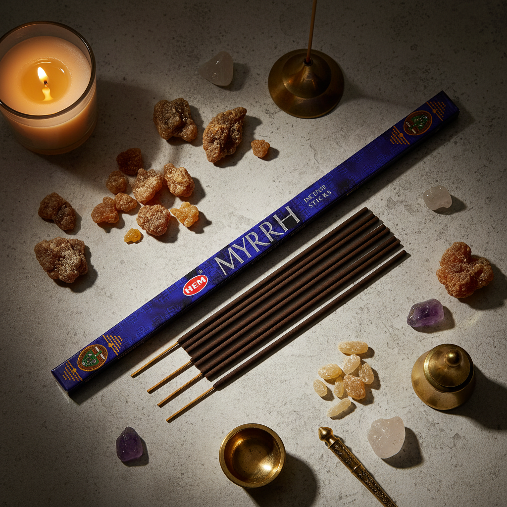 HEM Myrrh incense flat lay