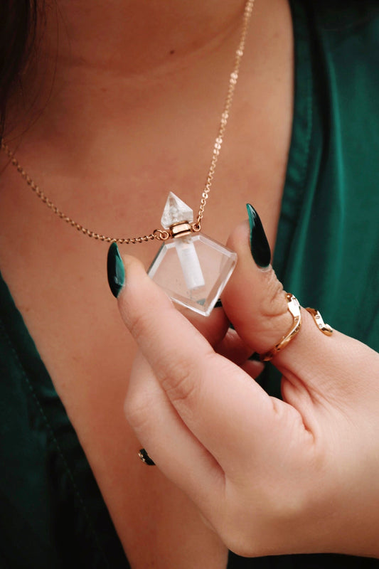 Spellbound | clear quartz potion bottle necklace by Terra Luna Sol