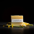 Nectar Republic Lemongrass handcrafted vegan soap bar with lemongrass stalks and candlelight