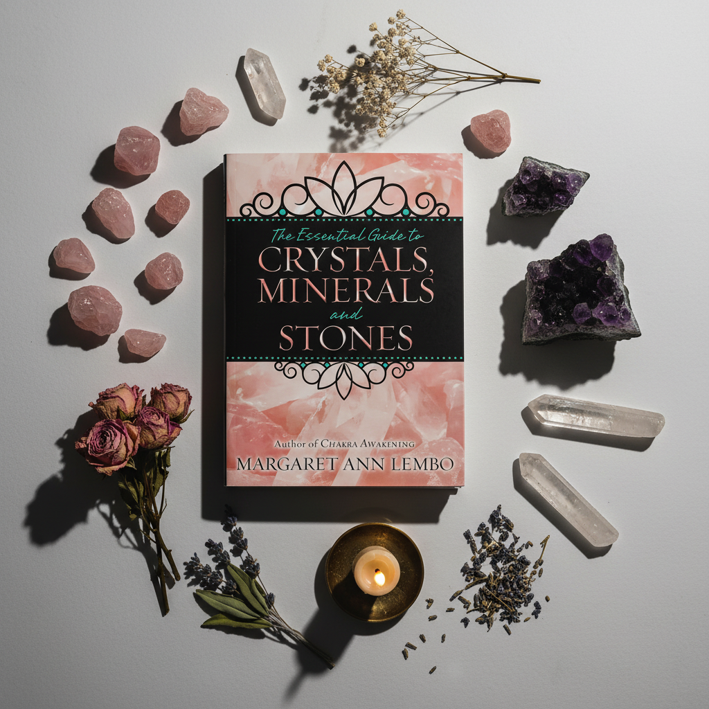 The Essential Guide to Crystals Minerals and Stones flat lay