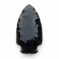 3 inch black obsidian arrowhead crystal on white background