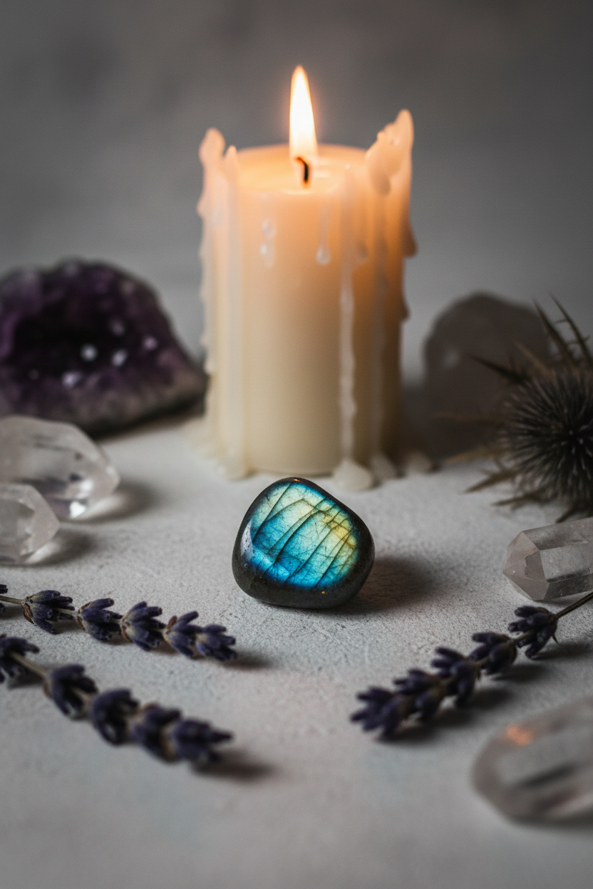 Labradorite crystal chip single lifestyle shot