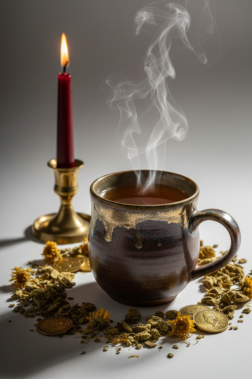 Yellow Dock Root steaming tea cup lifestyle shot
