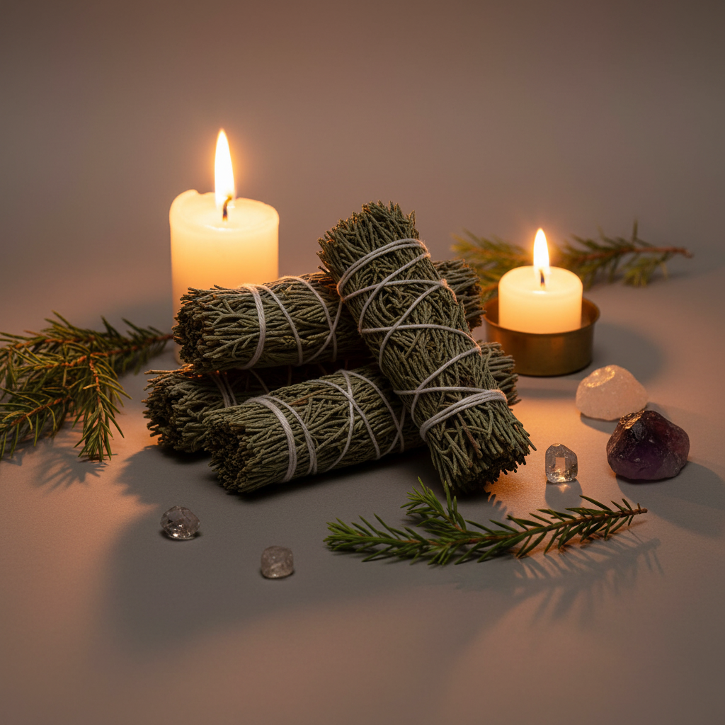 Juniper smudge stick hero shot - multiple bundles grouped together