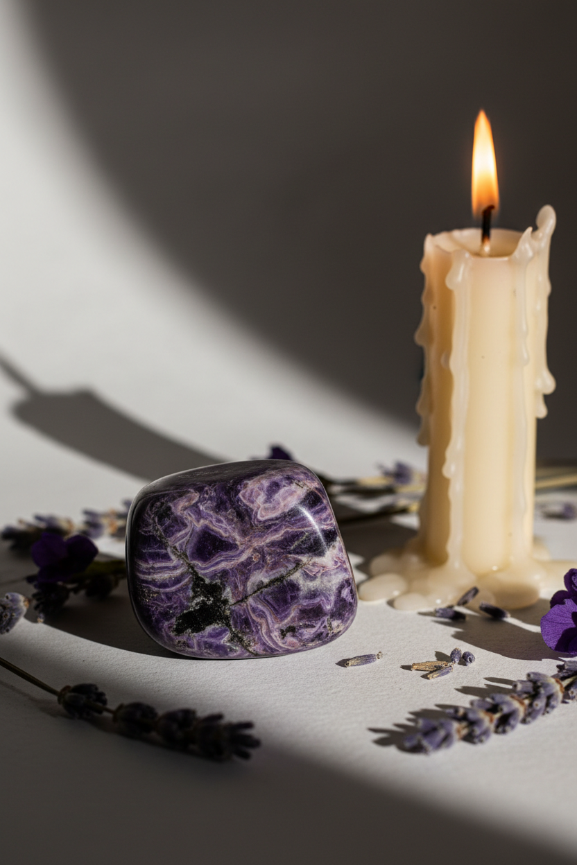 Charoite single stone lifestyle shot