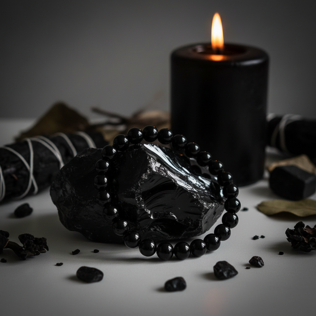 Black Obsidian Beaded Bracelet - Lifestyle