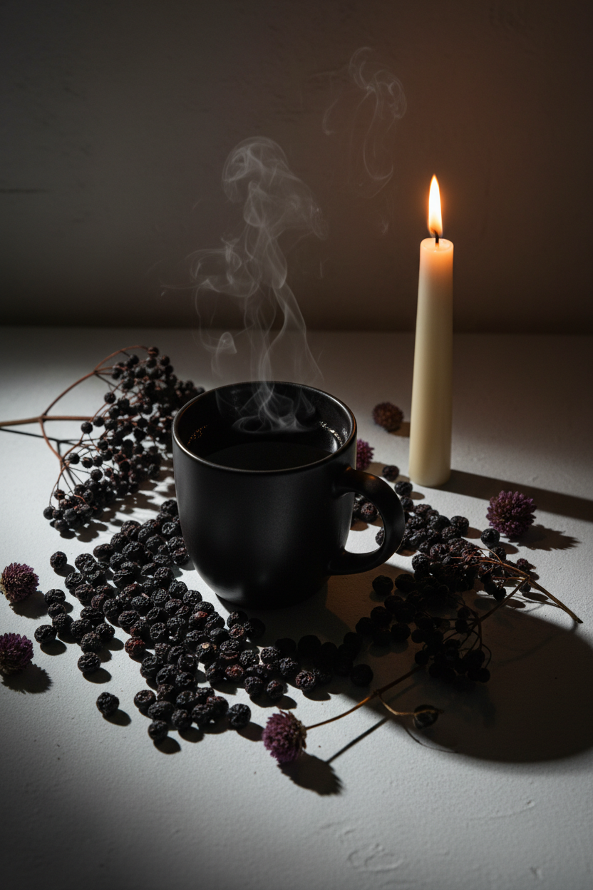 Elderberry tea lifestyle shot