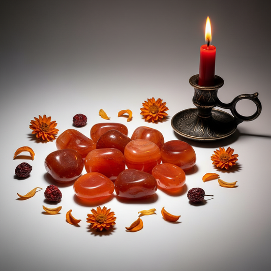 Carnelian tumbled stones cluster hero shot