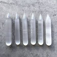 Selenite Pencil Wand 6" - Polished Crystal for Cleansing, Healing & Meditation