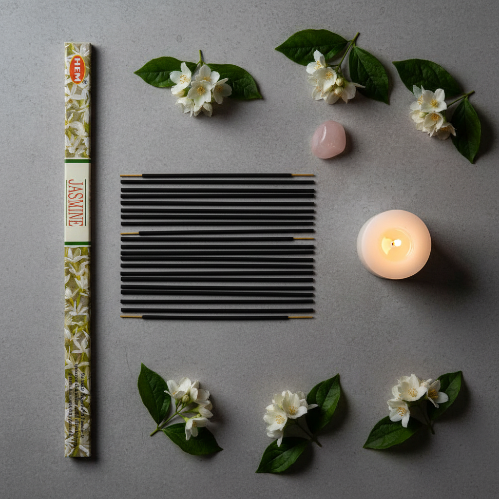 Jasmine Incense Flat Lay