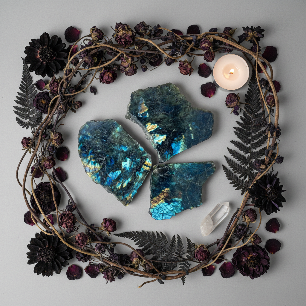 Labradorite Slabs Flat Lay