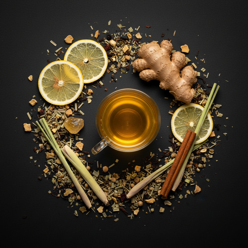 Lemon Ginger Tea Flat Lay
