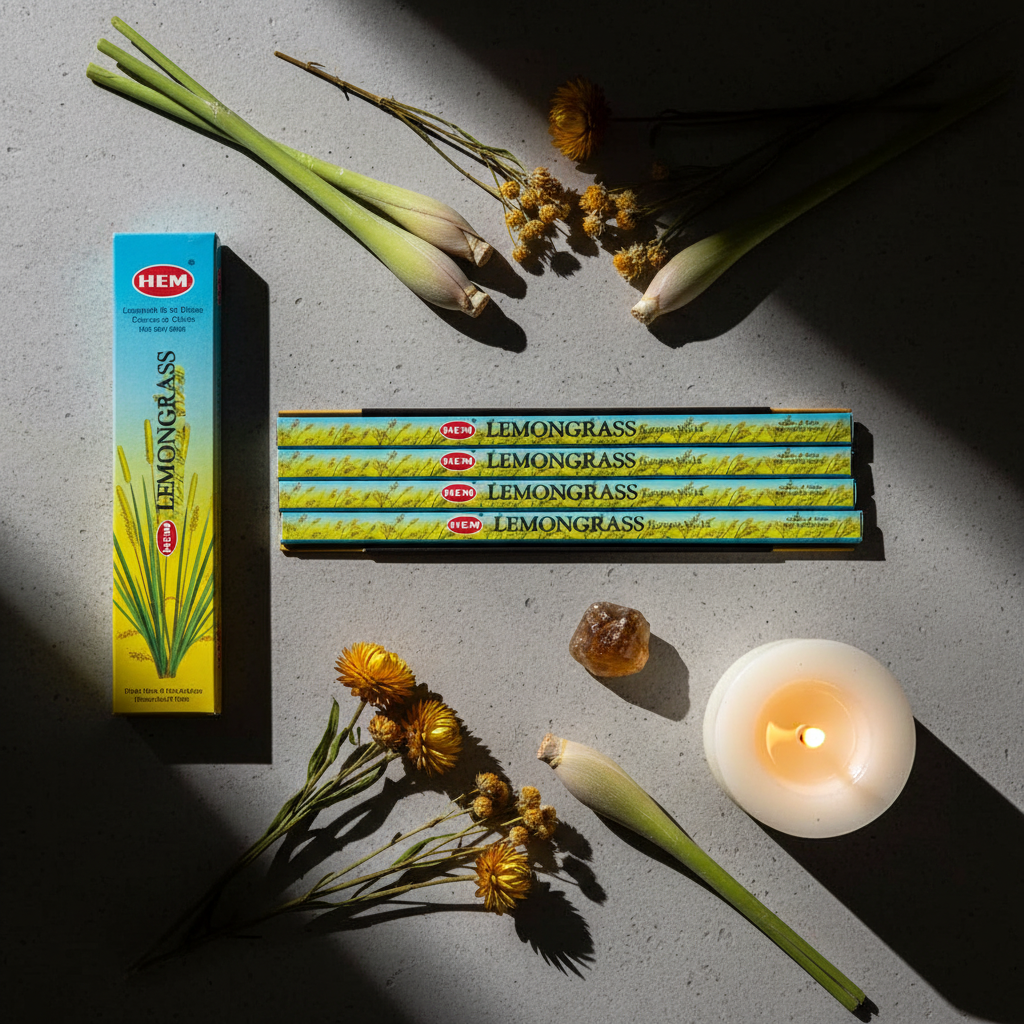 Lemongrass Incense Flat Lay