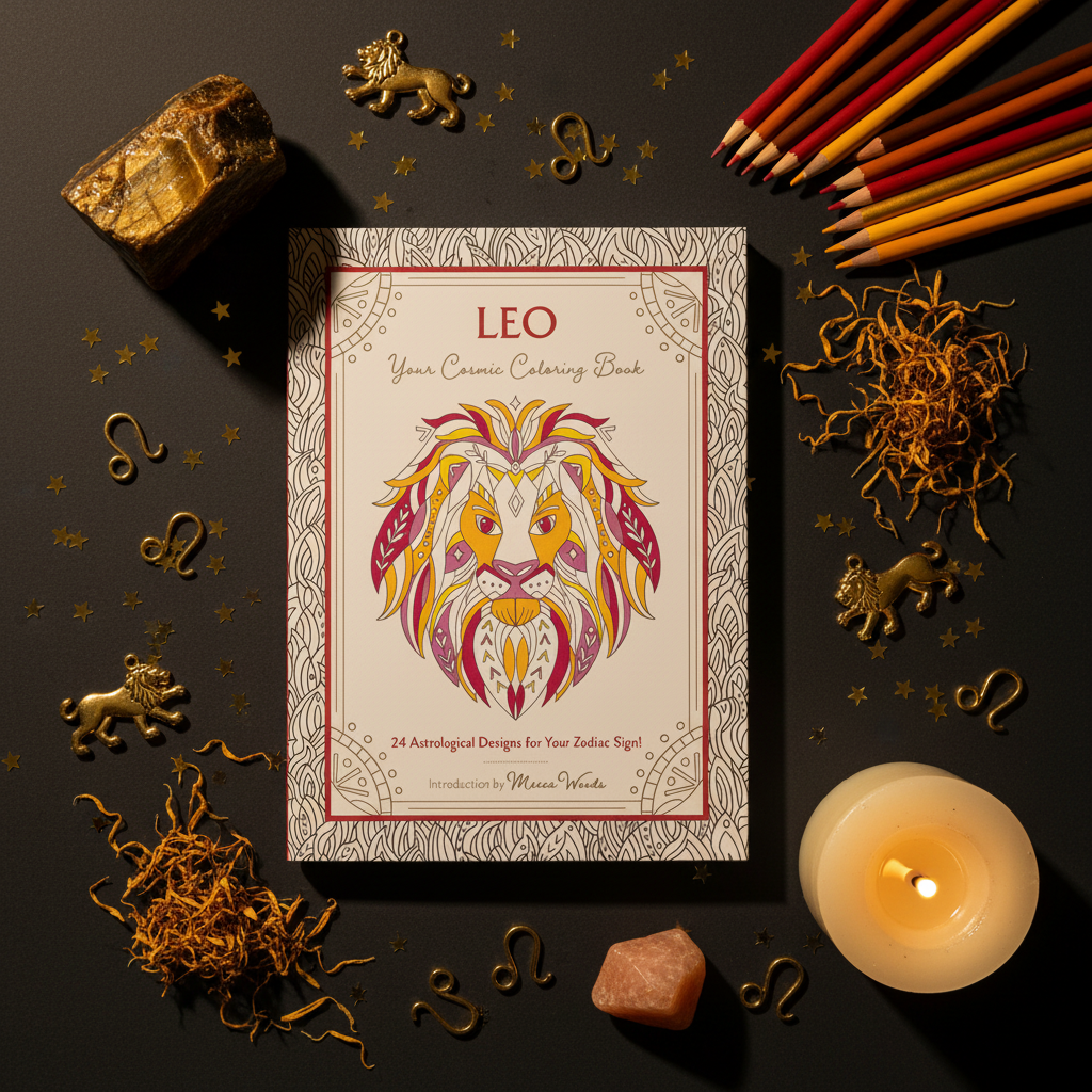 Leo Cosmic Coloring Book Flat Lay