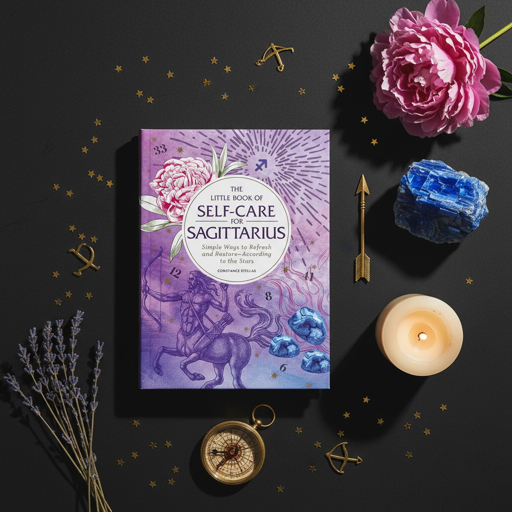 Little Book of Self-Care for Sagittarius Flat Lay