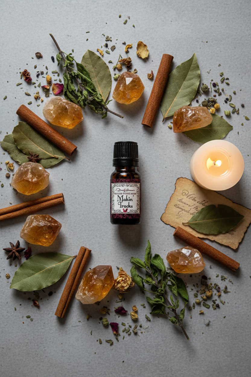 Makin' Tracks Mojo Oil Flat Lay