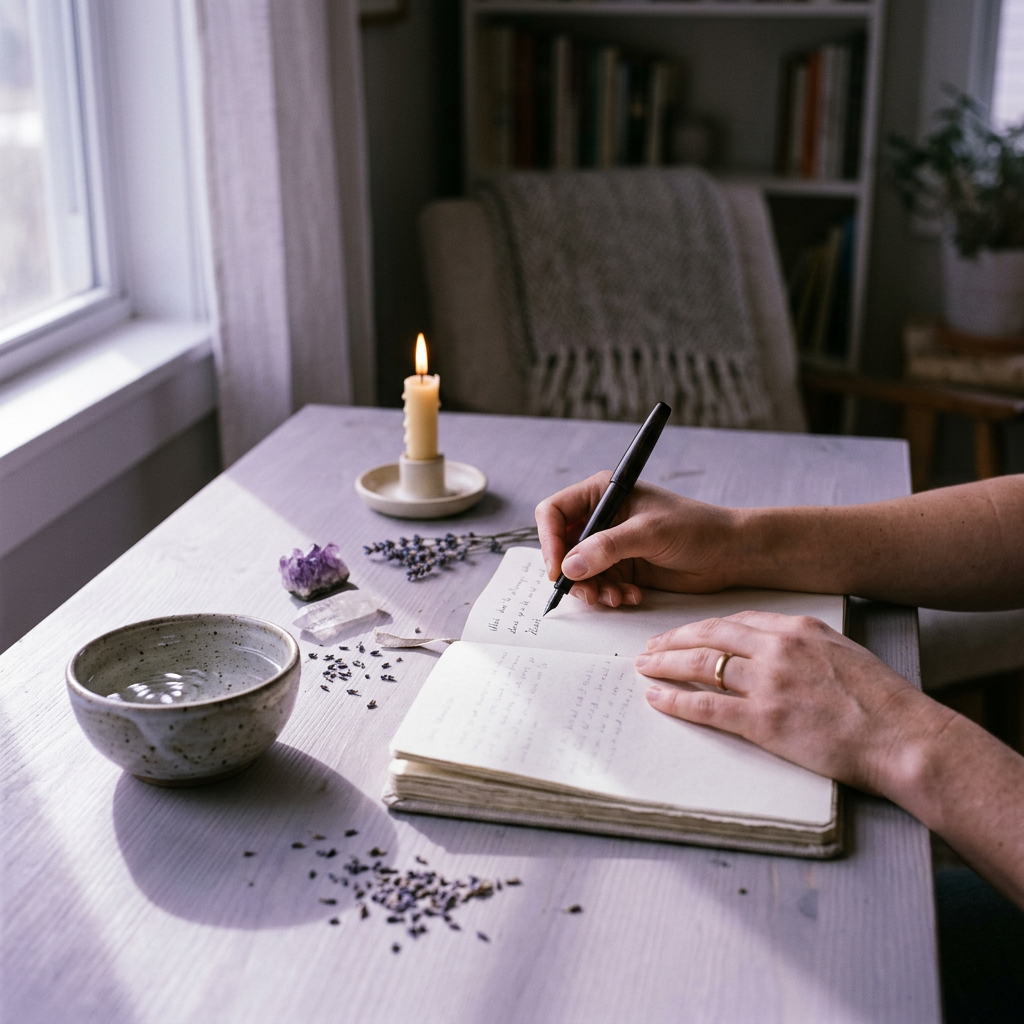 Manifestation journaling lifestyle scene