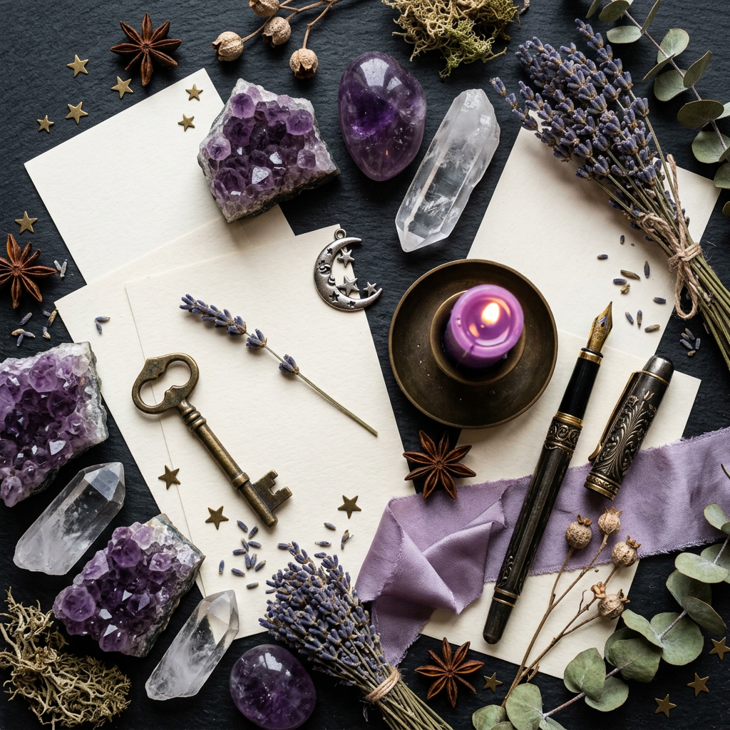 Manifestation props-only flat lay