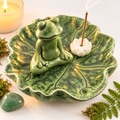 Meditating Frog Lily Pad Incense Holder Hero