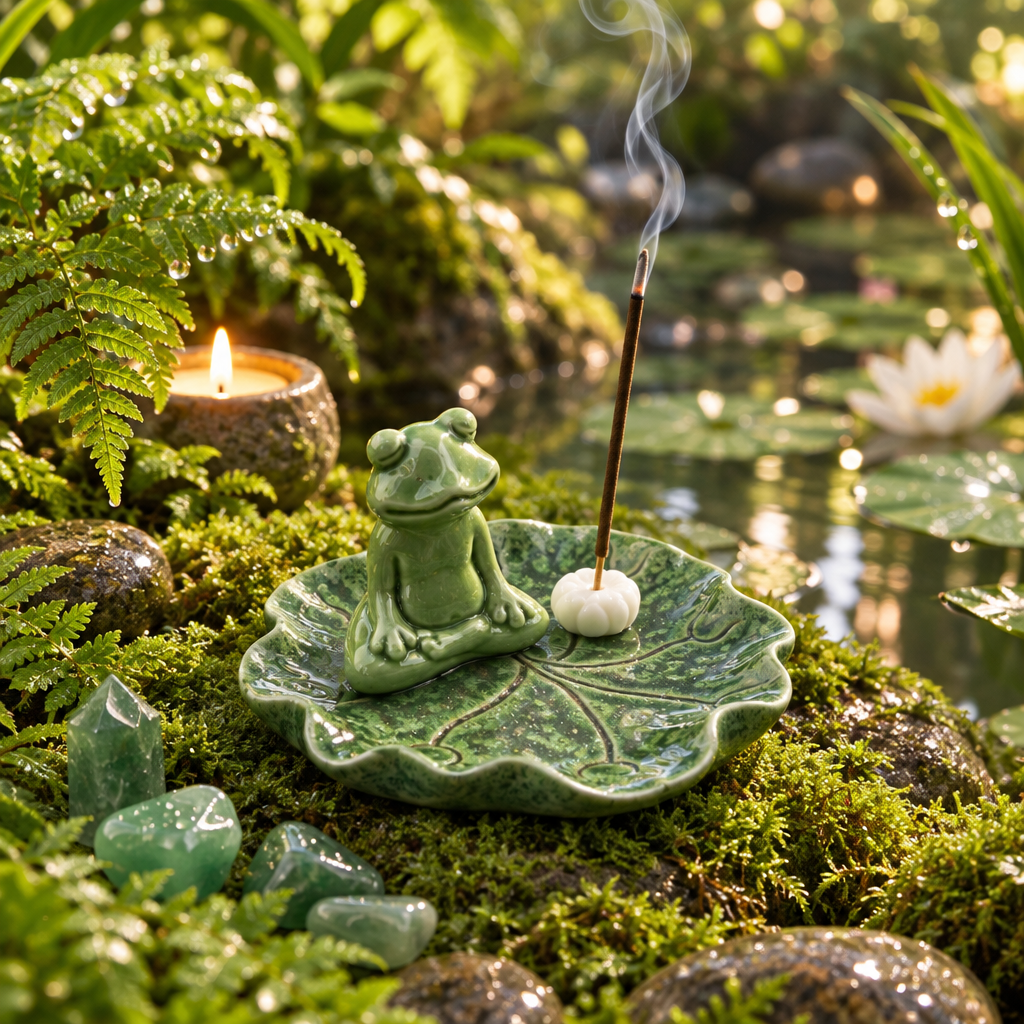 Meditating Frog Lily Pad Incense Holder Lifestyle