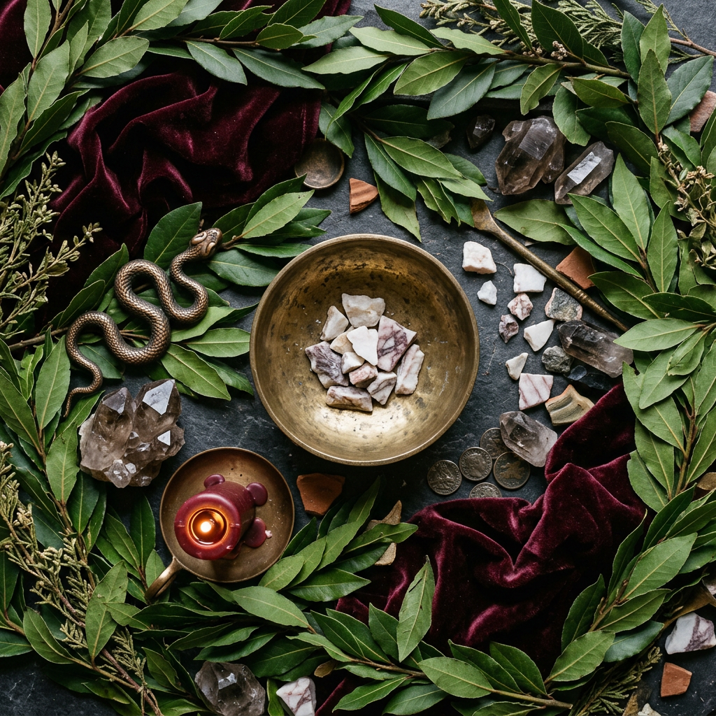 Medusa props-only flat lay