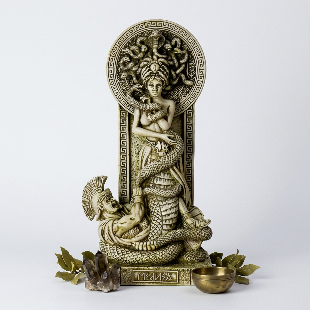 Medusa relief statue hero