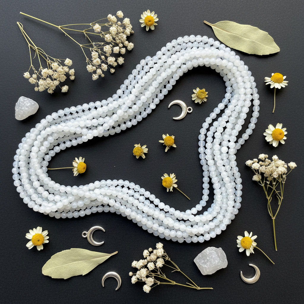 Moonstone Beads Flat Lay