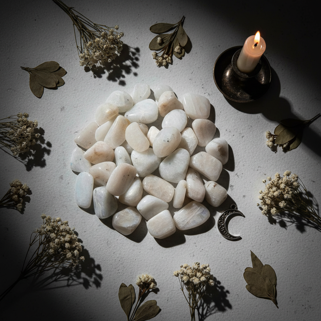 Moonstone Tumble Flat Lay