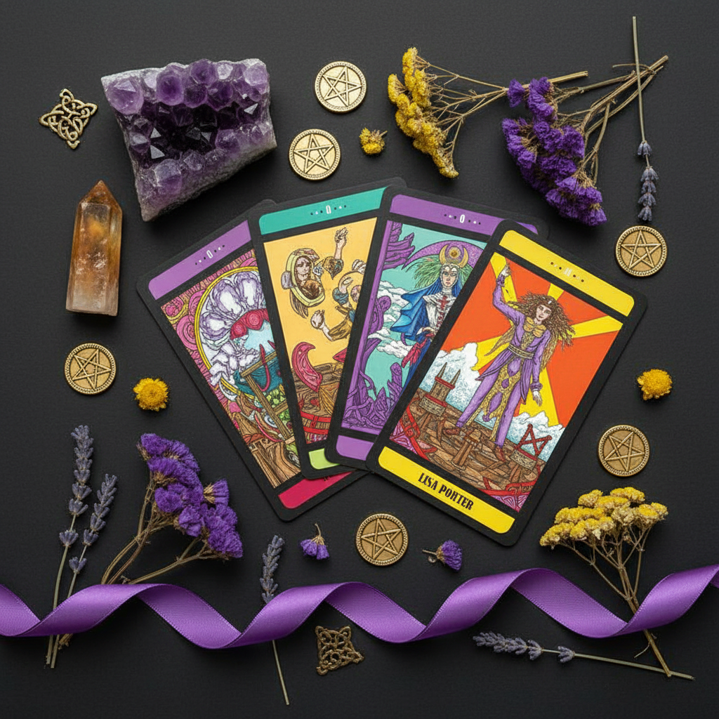 Mystical Realm Tarot Flat Lay