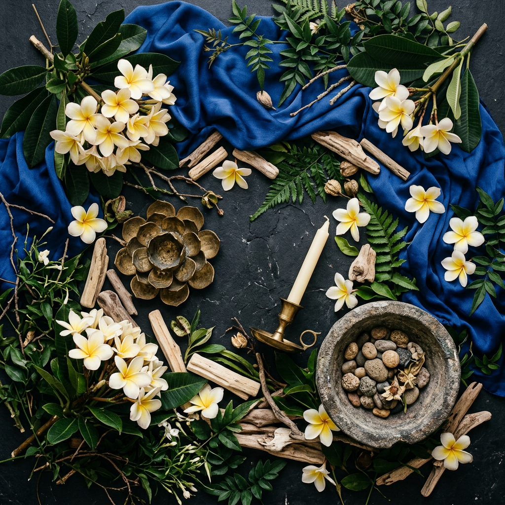 Nag Champa props-only flat lay