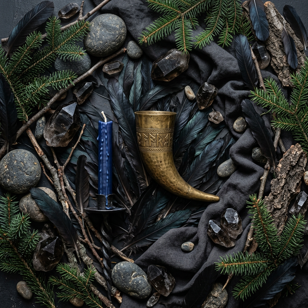 Odin props-only flat lay