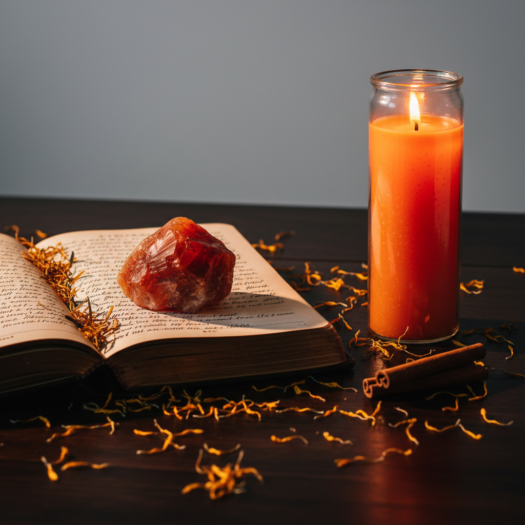 Orange 7-Day Candle Lifestyle - Ritual Scene