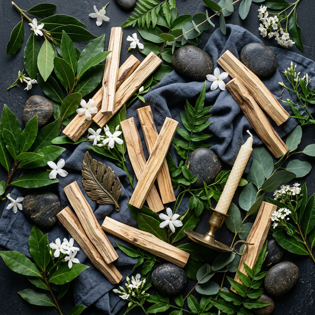 Palo Santo props-only flat lay