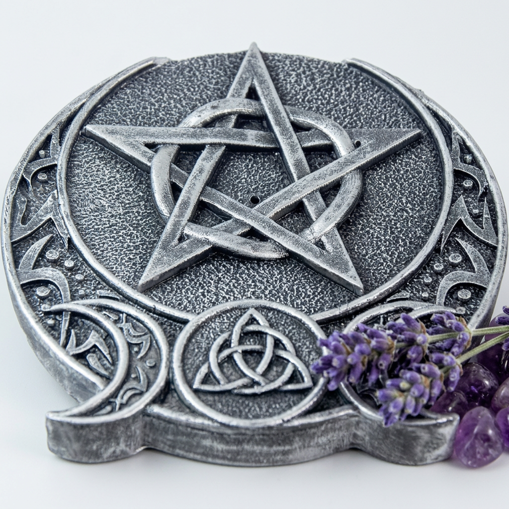 Pentacle Celtic triple moon incense holder hero