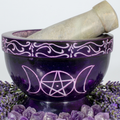 Purple triple moon mortar and pestle hero