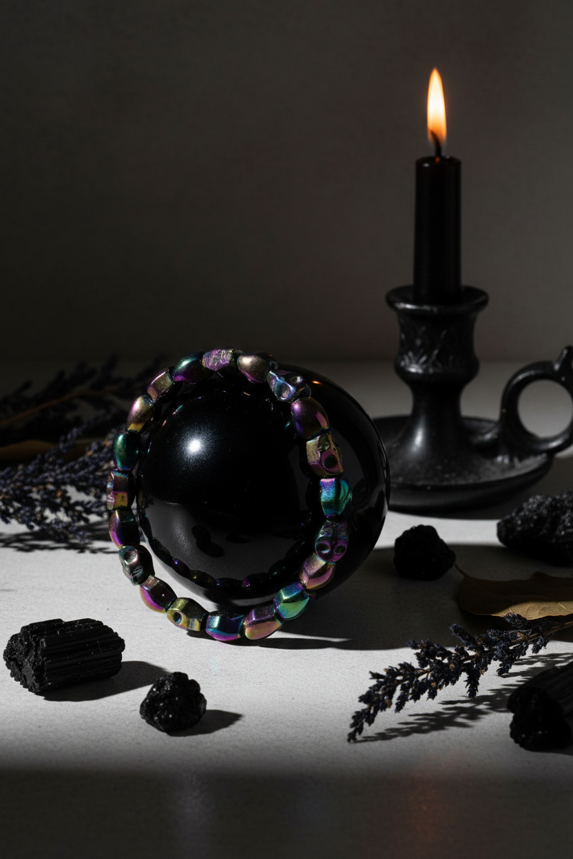 Rainbow Hematite Skull Bracelet Lifestyle