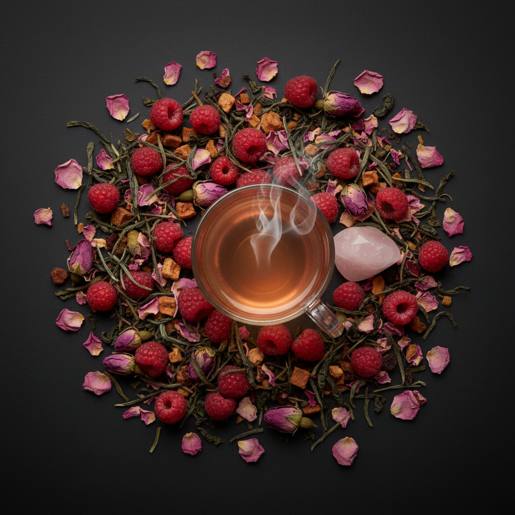Raspberry Green Tea Flat Lay