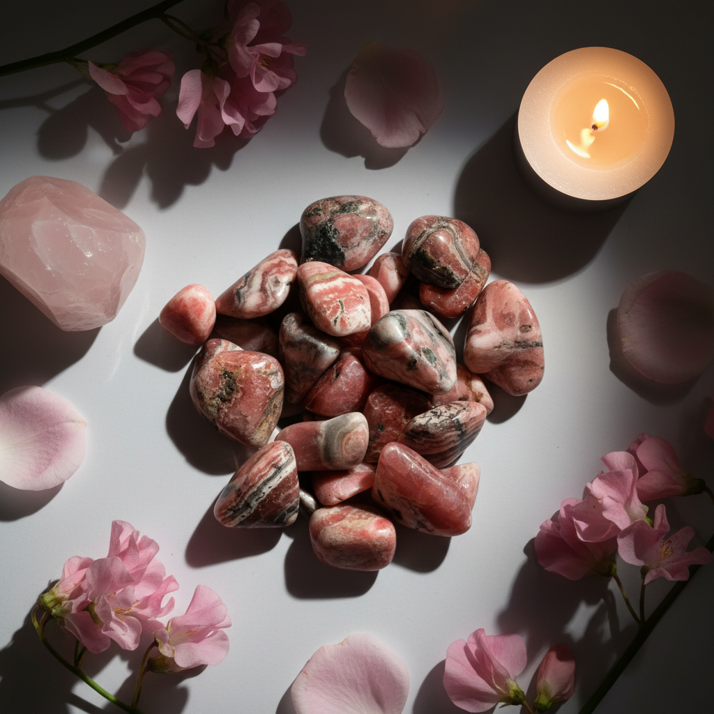 Rhodochrosite Flat Lay