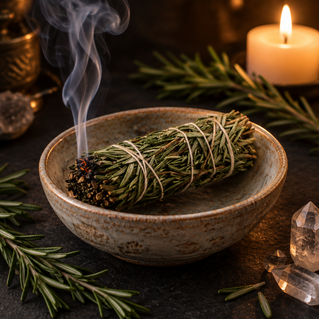 Rosemary smudge stick lifestyle