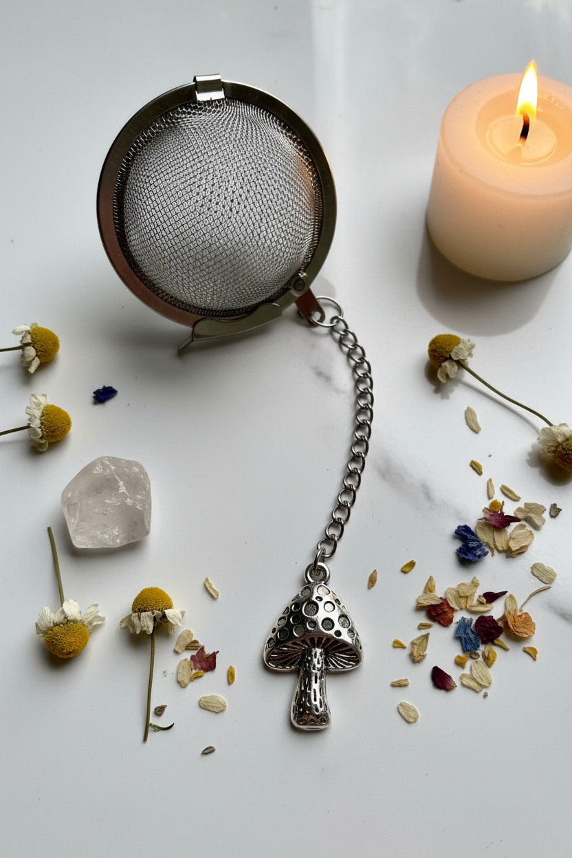 Silver Mushroom Fairy Tea Ball Hero