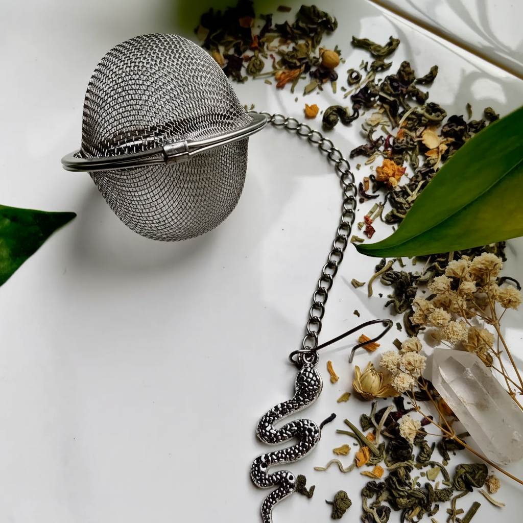 Silver Snake Tea Ball Infuser Hero - Bright