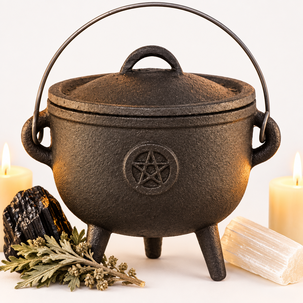 Small Cast Iron Pentagram Cauldron 4.5 Hero