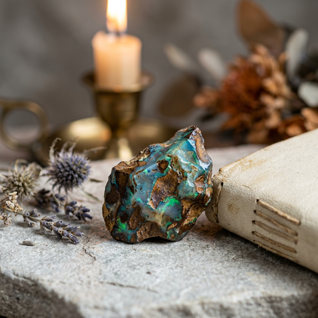 Small raw Blue Opal lifestyle