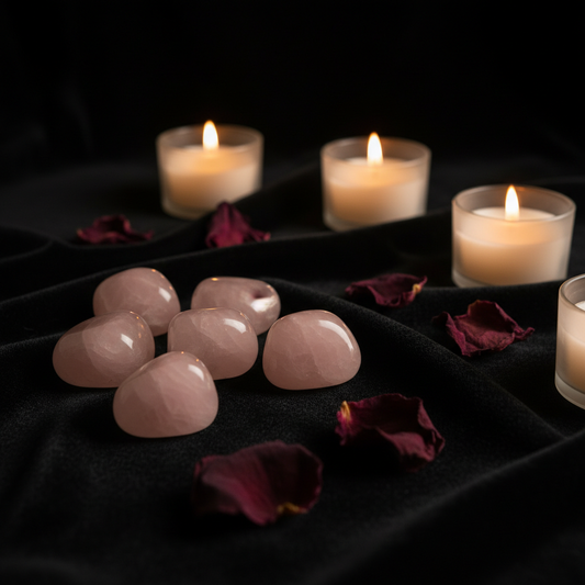 Small Rose Quartz on Velvet