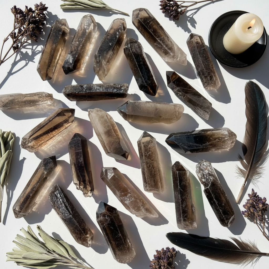 Smoky Quartz Flat Lay