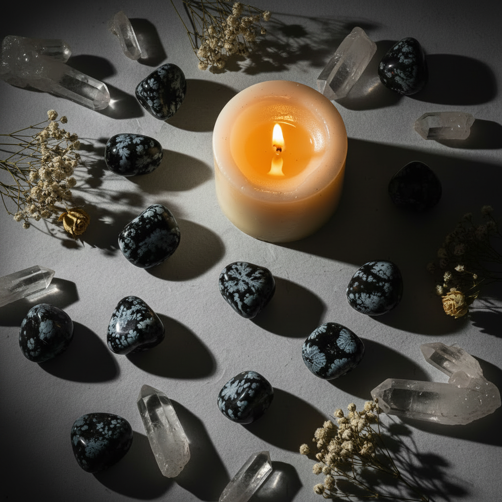 Snowflake Obsidian Flat Lay Lighter
