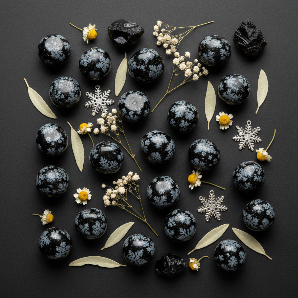 Snowflake Obsidian Flat Lay