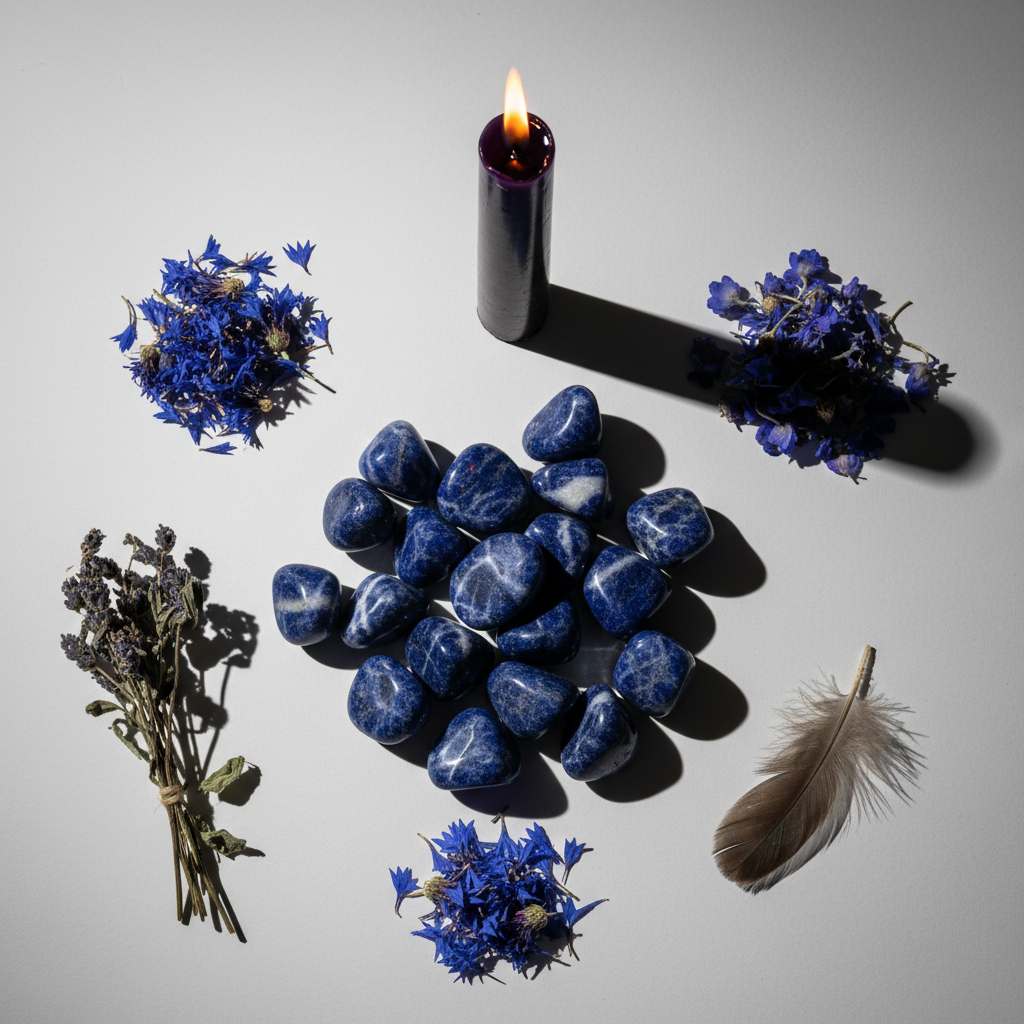 Sodalite Tumbled Flat Lay