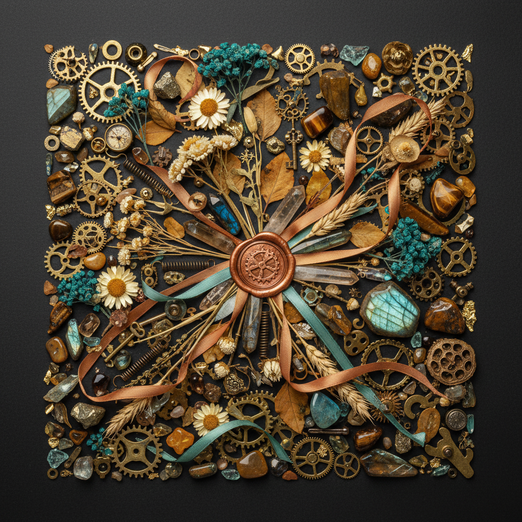 Steampunk Art Nouveau Flat Lay