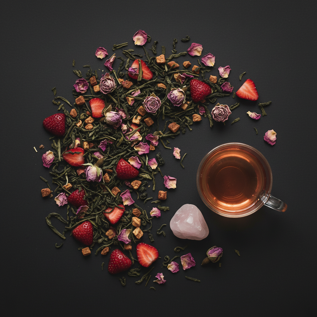 Strawberry Green Tea Flat Lay